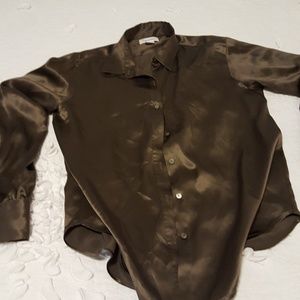 Brown silk Calvin Klein blouse